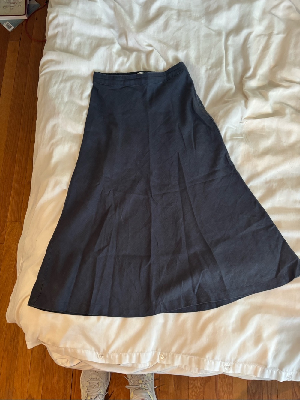 Linen grey A-Line Midi Skirt